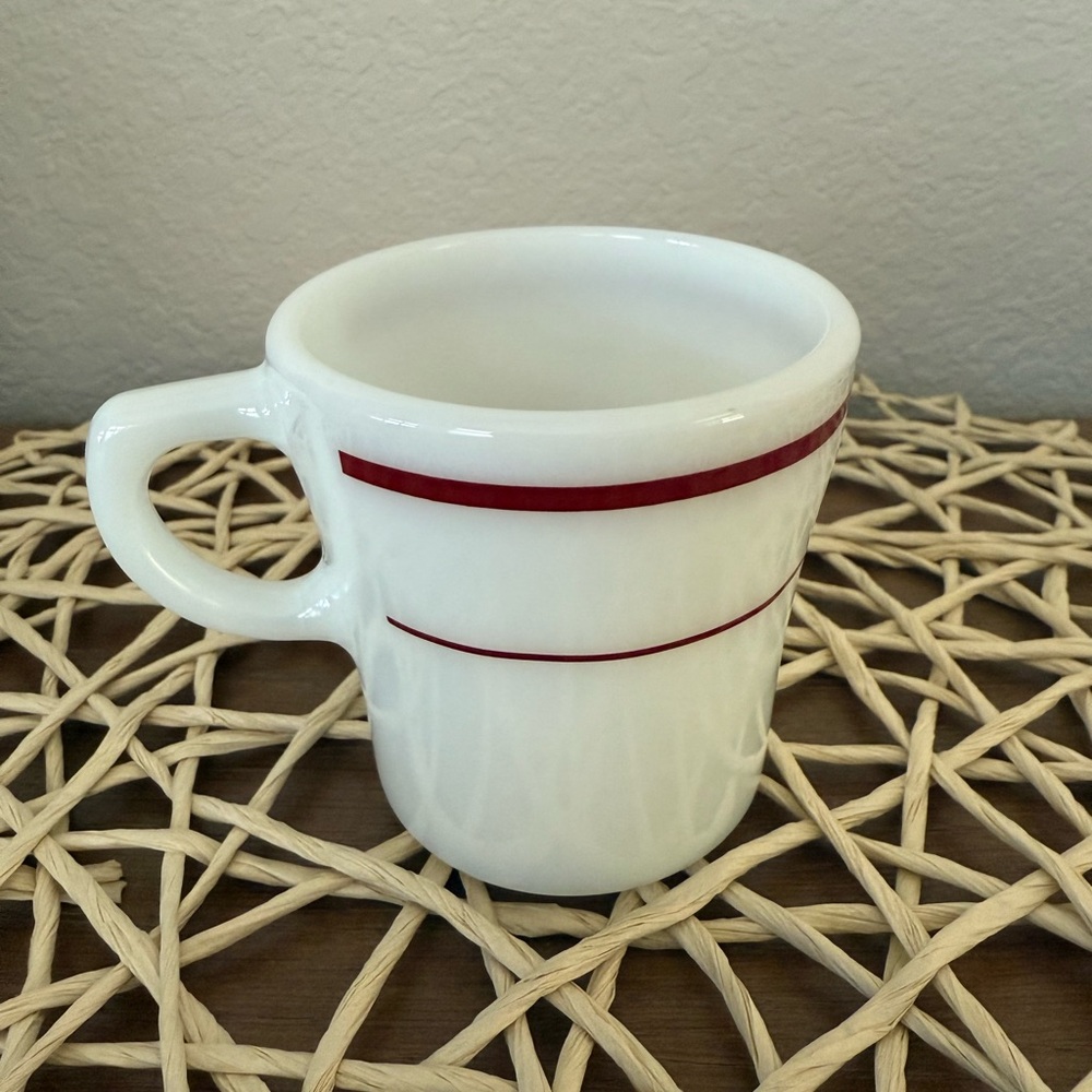 Vintage 1950s Pyrex Tableware Double Red Burgundy Stripe Cup